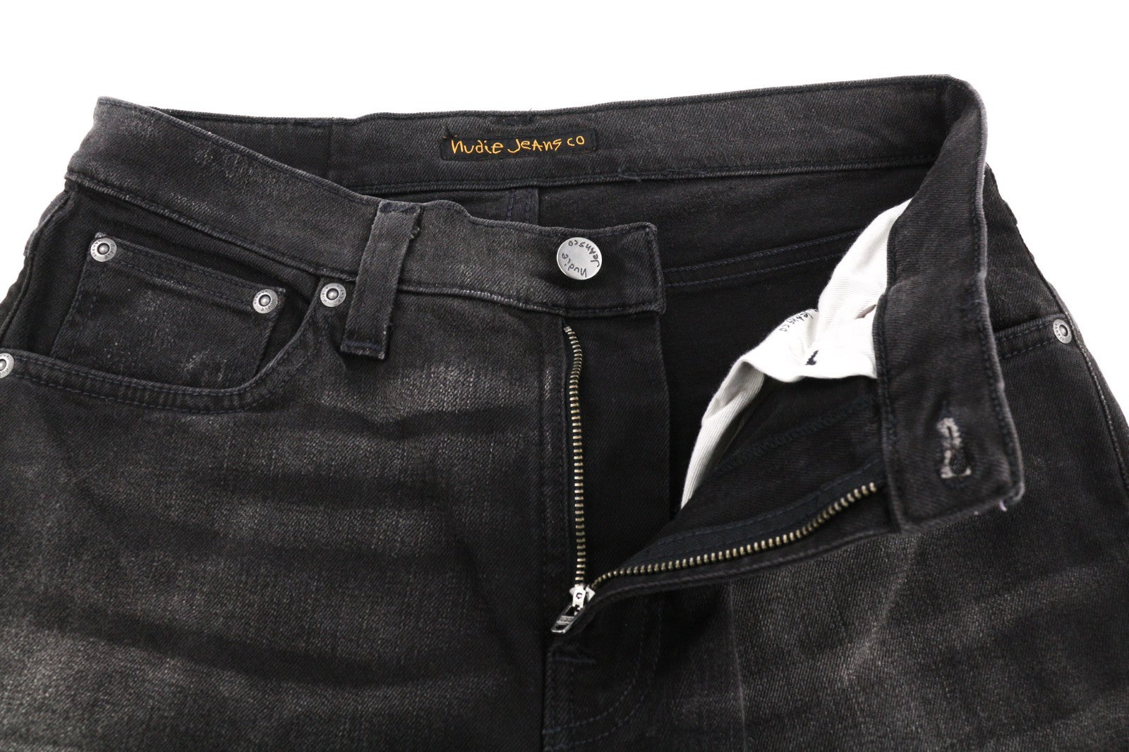 NUDIE JEANS Pipe Led Men's Jeans W30/L32 Grey Marble Organic Skinny Washed Zip