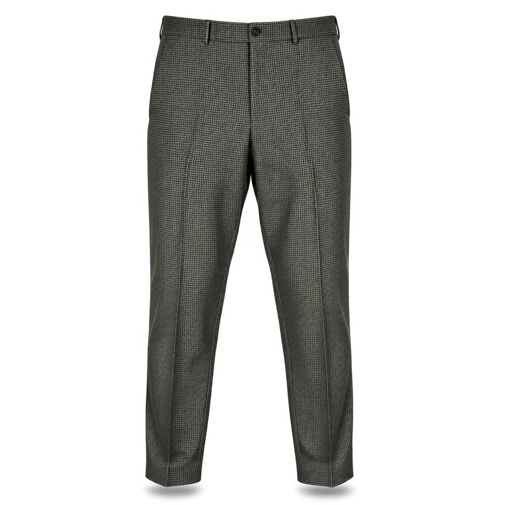 PT TORINO Men's Trousers 48 W34 Grey Soft Fit Pure Wool Patterned Pleated