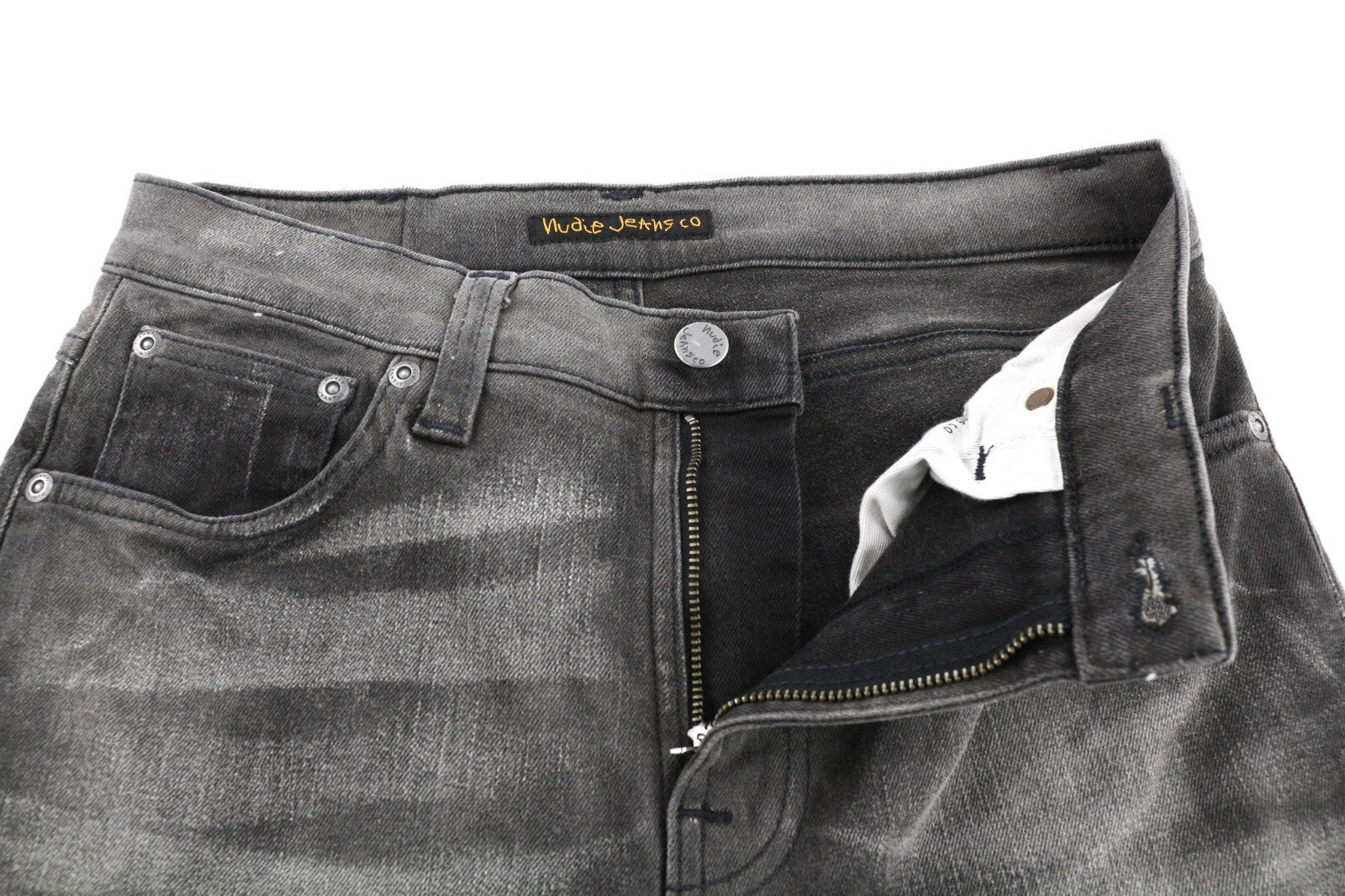 NUDIE JEANS Pipe Led Men's Jeans W29/L32 Grey Marble Organic Skinny Washed Zip