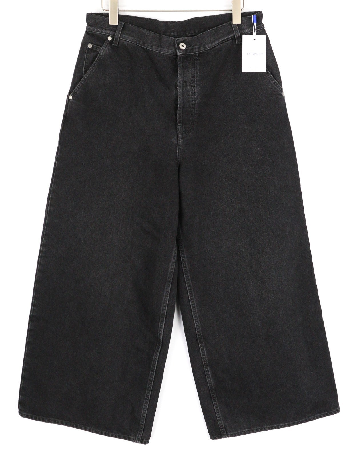 OFF-WHITE Men's Jeans W32 Vintage Black Wide Leg Pure Cotton Five-Pocket RRP650
