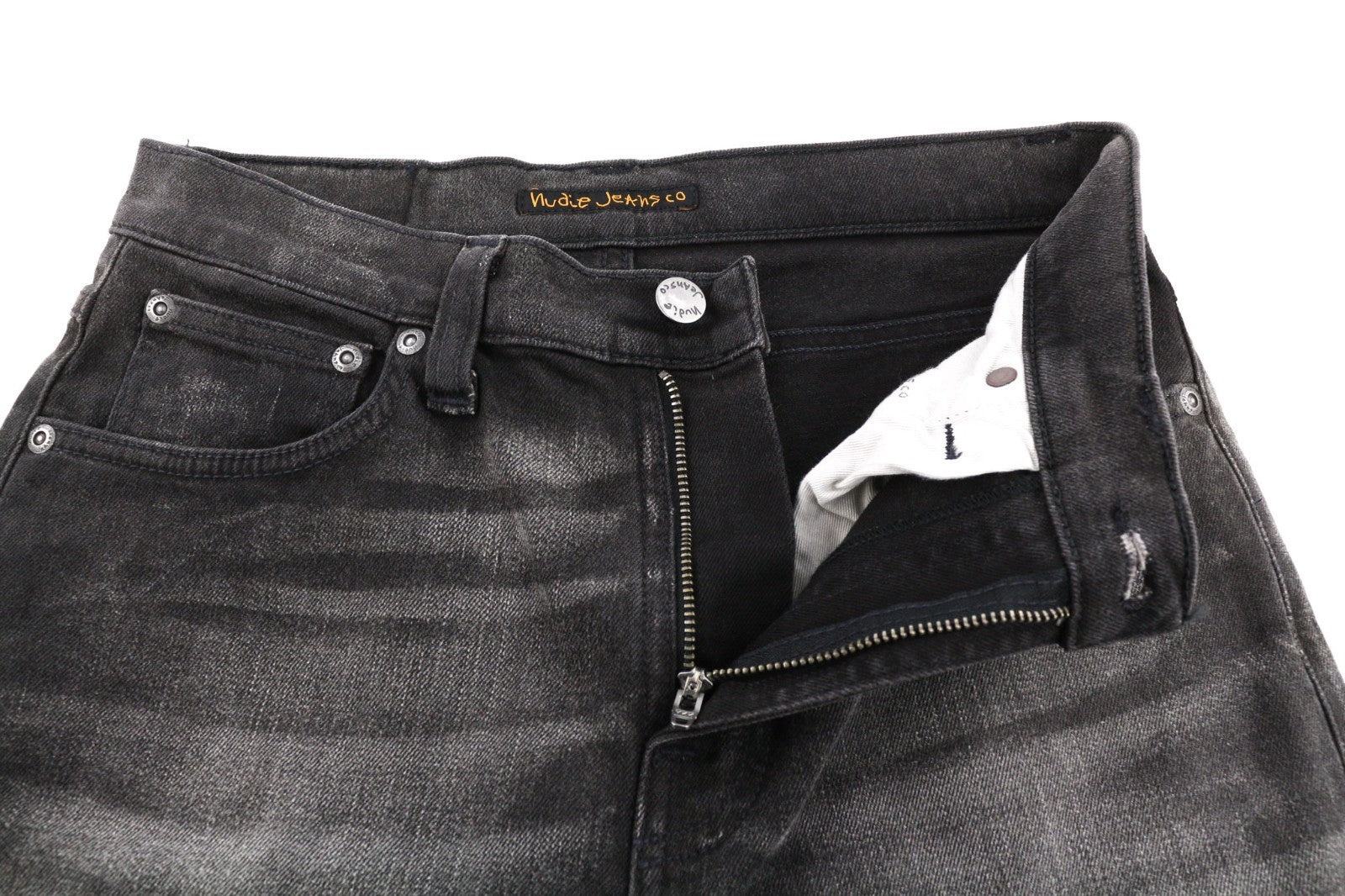 NUDIE JEANS Pipe Led Men's Jeans W28/L32 Grey Marble Organic Skinny Washed Logo