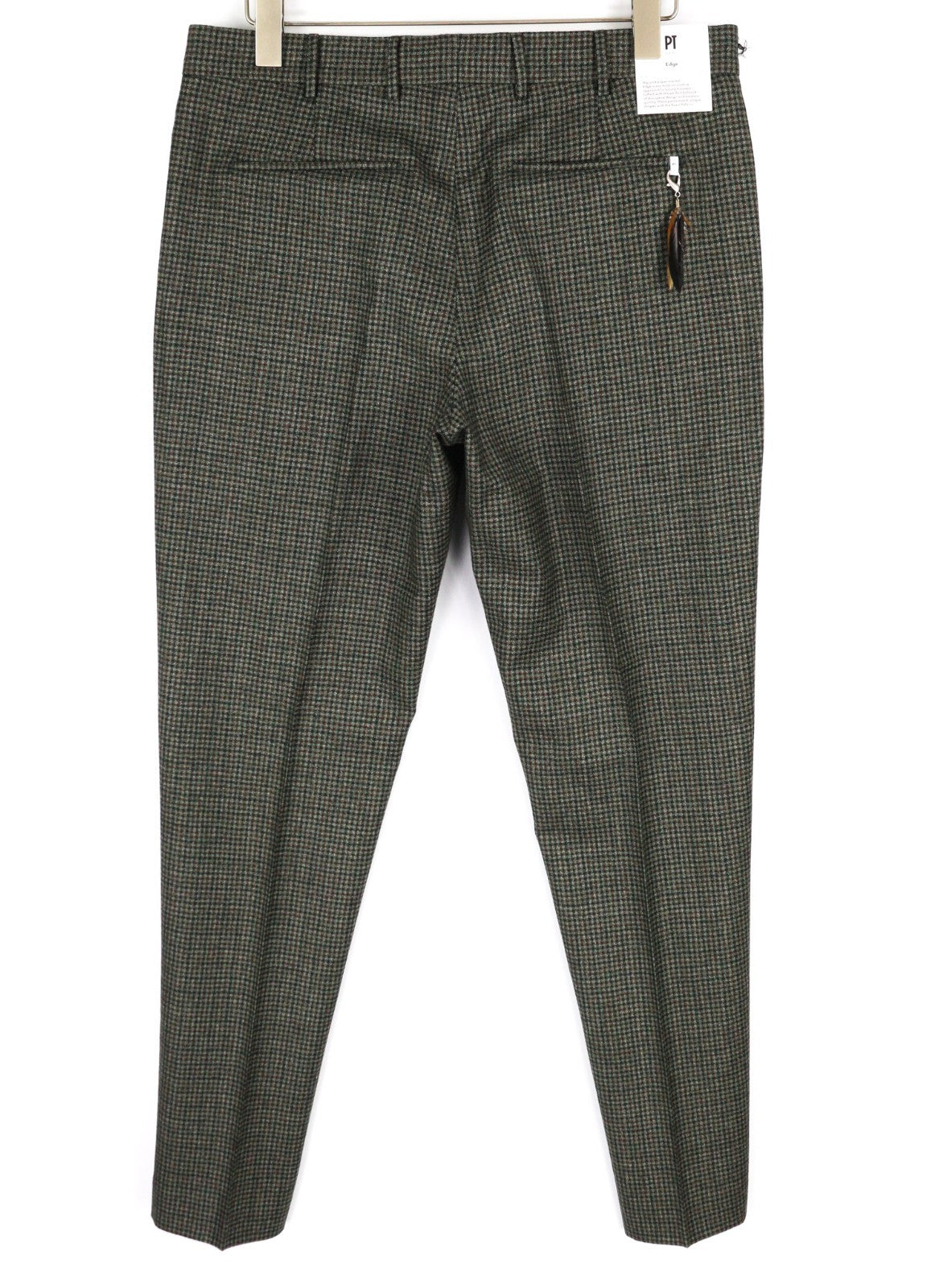 PT TORINO Men's Trousers 50 W36 Grey Soft Fit Pure Wool Patterned Pleated Style