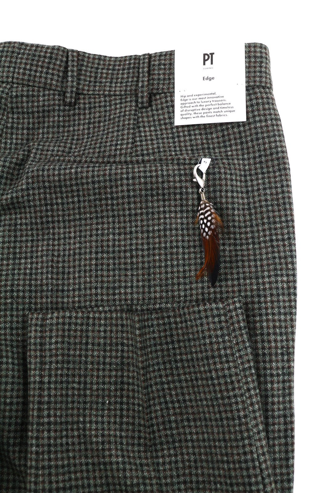 PT TORINO Men's Trousers 50 W36 Grey Soft Fit Pure Wool Patterned Pleated Style