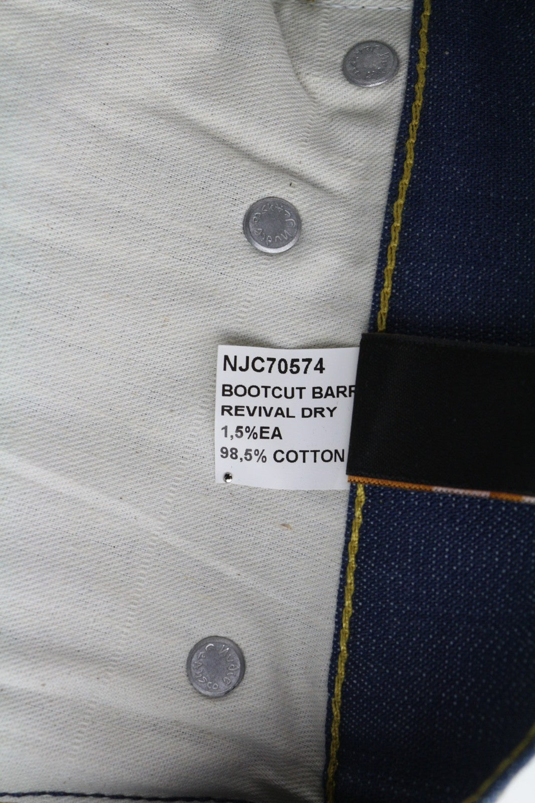 NUDIE JEANS Bootcut Barr Men's Jeans W30/L34 Blue Revival Dry Denim Button Fly