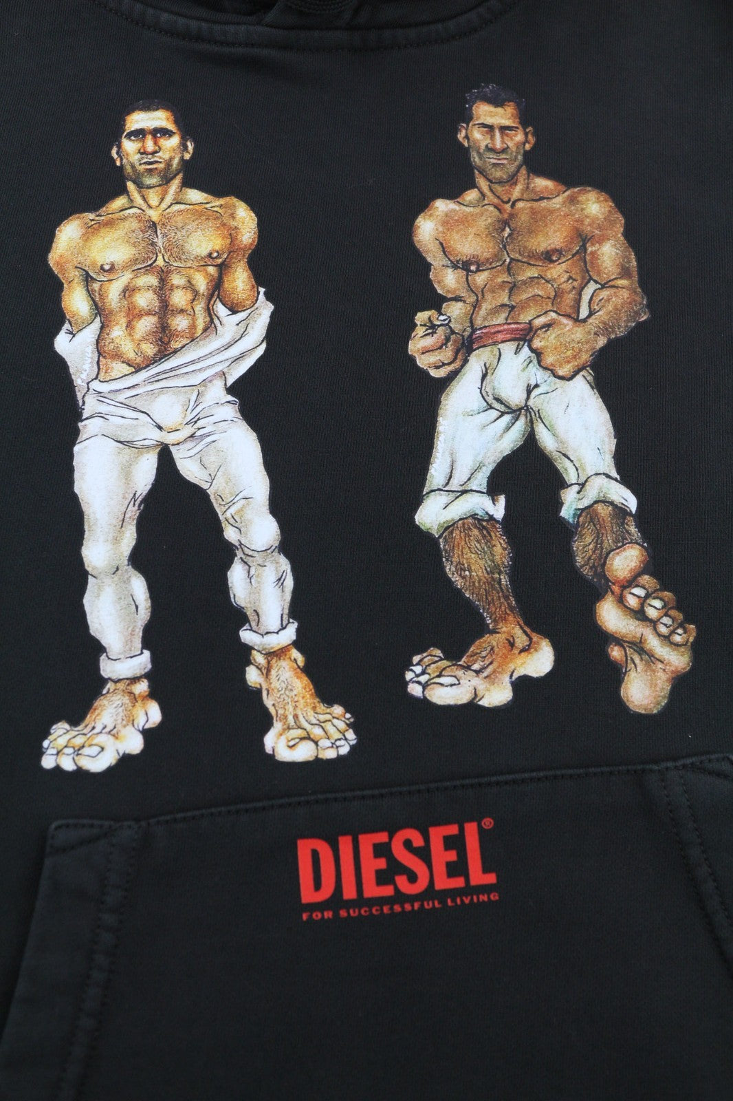 DIESEL Ginn-Hood-P1 Men's Unisex Hoodie 2XS Black Soft Pullover Kangaroo RRP195