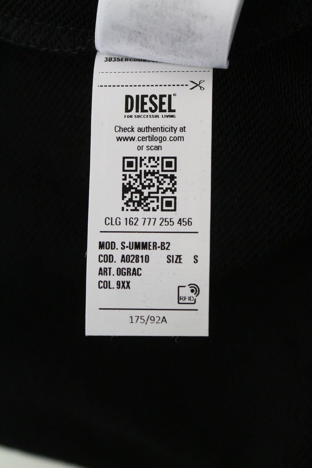 DIESEL S-Ummer-B2 Men's Hoodie S Black Logo Pullover Long Sleeve RRP150 Unisex