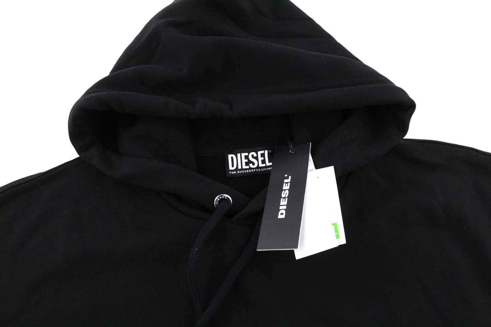 DIESEL S-Ummer-B2 Men's Hoodie XS Black Logo Pullover Kangaroo Pocket RRP150