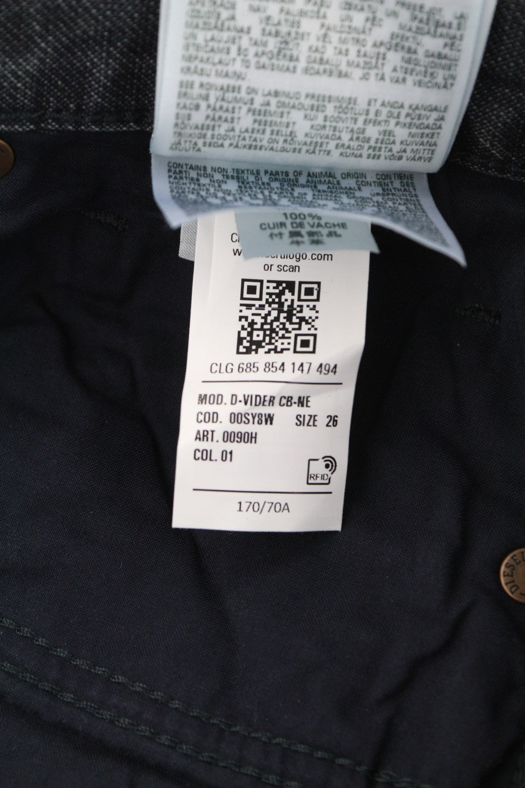 DIESEL D-Vider CB-NE 0090H Men's Jeans W26 Blue Jogg Sweat Carrot Stretch Fit