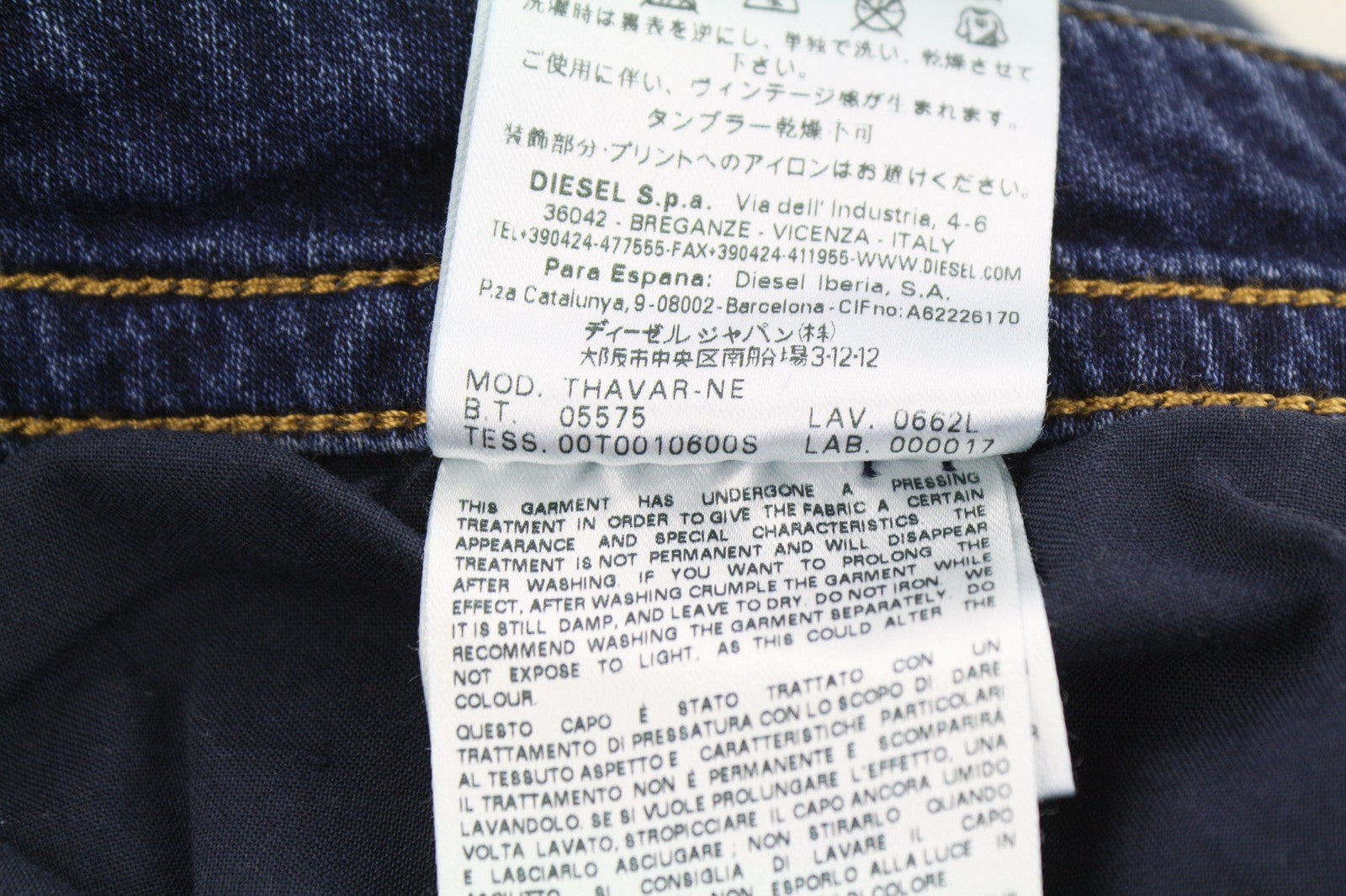 DIESEL Thavar-NE 0662L Men's Jeans W28 Blue Jogg Sweat Slim Stretch Distressed