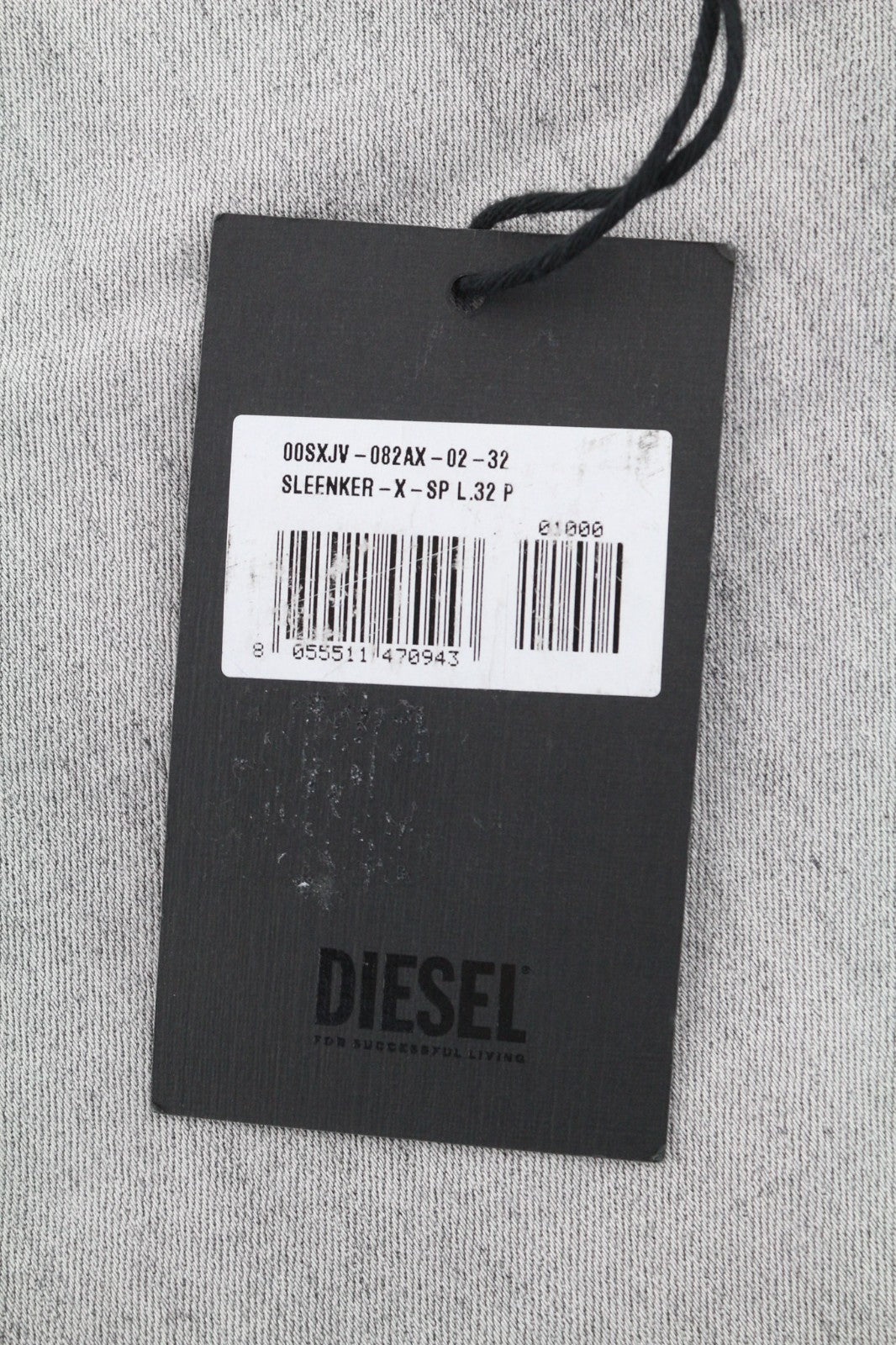 DIESEL Sleenker-X-SP 082AX Men's Jeans W32/L32 Grey Slim Skinny Stretch Washed