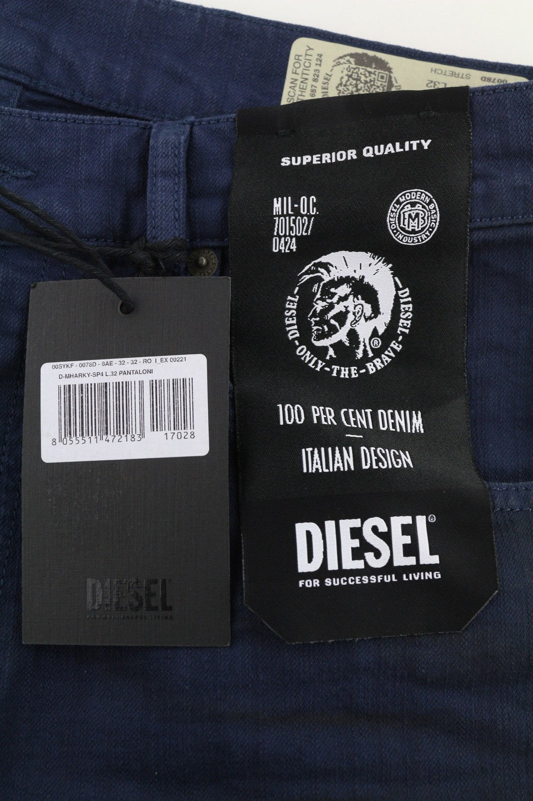 DIESEL D-Mharky-SP4 0078D Men's Jeans W32/L32 Slim Skinny Blue Stretch Denim