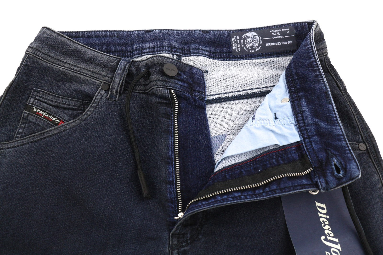 DIESEL Krooley CB-NE 069HY Men's Jeans W26 Blue Jogg Sweat Tapered Stretch