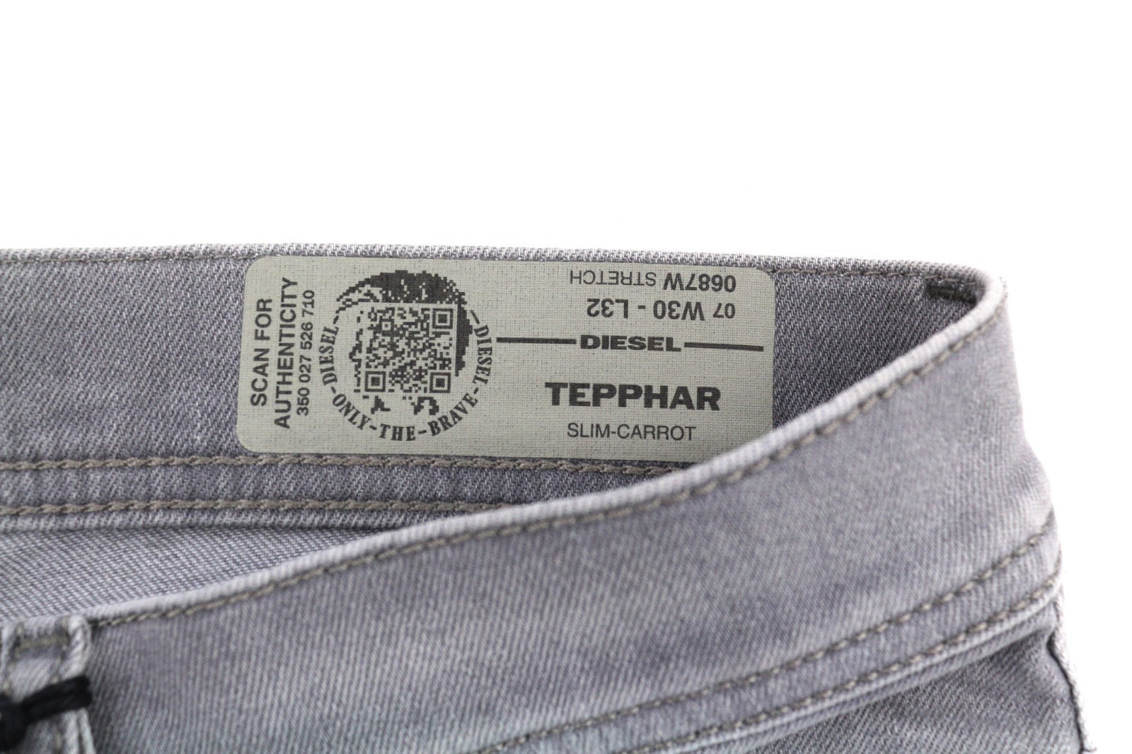 DIESEL Tepphar 0687W Men's Jeans W30/L32 Grey Slim Carrot Stretch Ripped Look