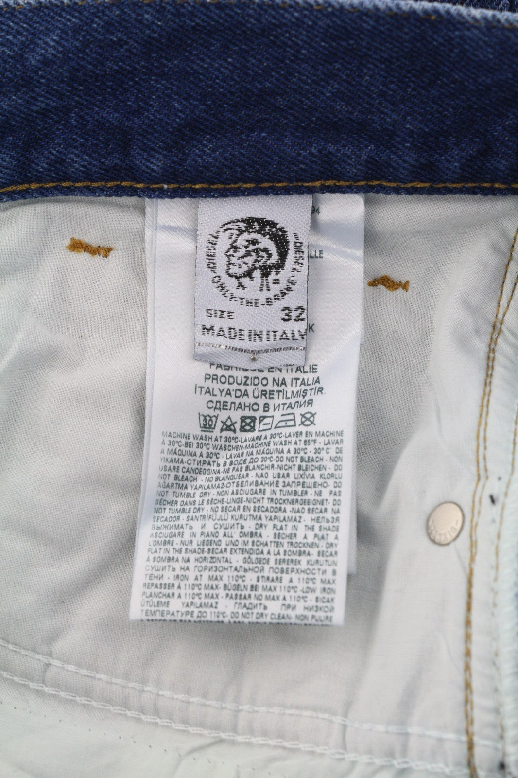 DIESEL Mharky-SP 0078S Men's Jeans W32/L32 Blue Skinny Pure Cotton Printed