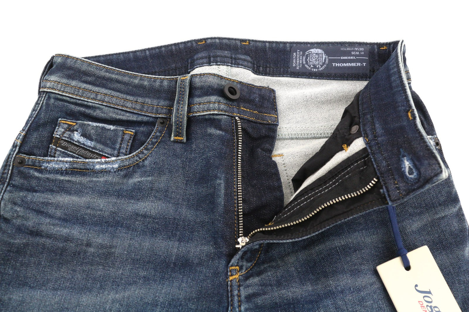 DIESEL Thommer-T 087AI Men's Jeans W26 Blue Jogg Sweat Slim Distressed Style