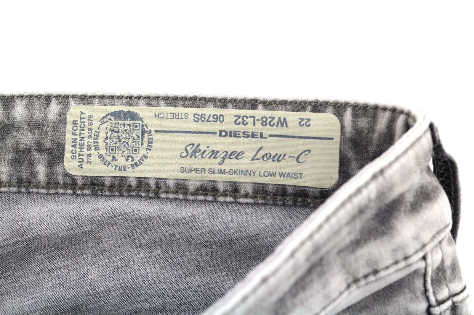 DIESEL Skinzee Low-C 0679S Women's Jeans W28/L32 Grey Slim Skinny Washed Fit