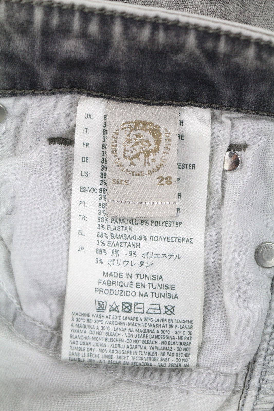 DIESEL Skinzee Low-C 0679S Women's Jeans W28/L32 Grey Slim Skinny Washed Fit