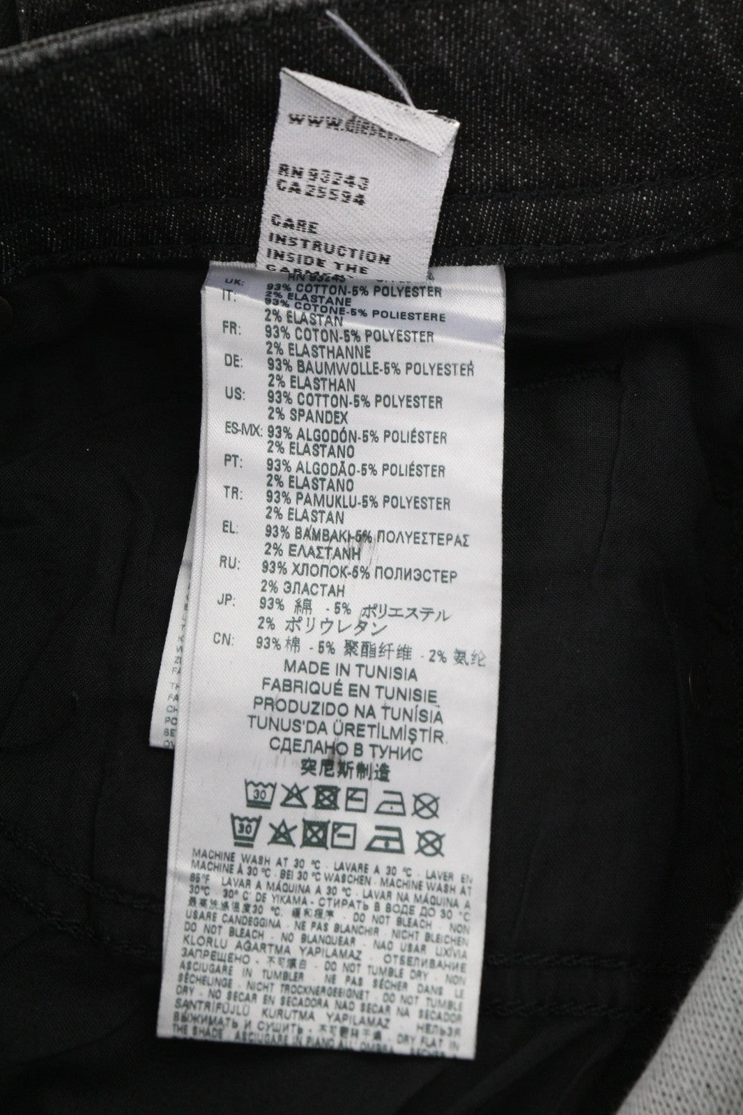 DIESEL Thommer CB-SP1-NE 0098U Men's Jeans W26 Black Coated Jogg Slim Fit