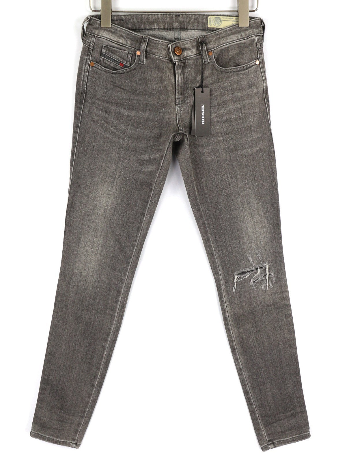 DIESEL Gracey 084GT Women's Jeans W27/L32 Grey Super Slim Skinny Ripped Wash