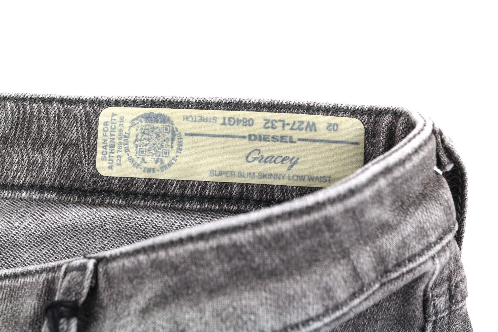 DIESEL Gracey 084GT Women's Jeans W27/L32 Grey Super Slim Skinny Ripped Wash