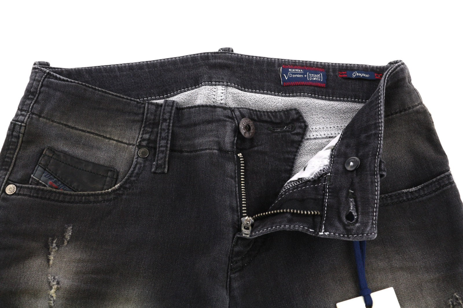 DIESEL Grupee-NE 0835B Women's Jeans W25 Black Jogg Sweat Slim Skinny Fit