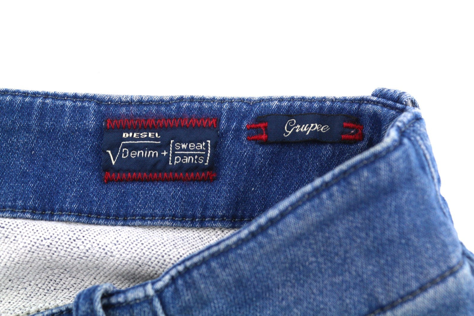 DIESEL Grupee-NE 0837T Women's Jeans W25 Blue Jogg Sweat Super Slim Skinny