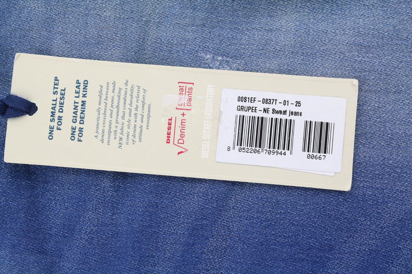 DIESEL Grupee-NE 0837T Women's Jeans W25 Blue Jogg Sweat Super Slim Skinny