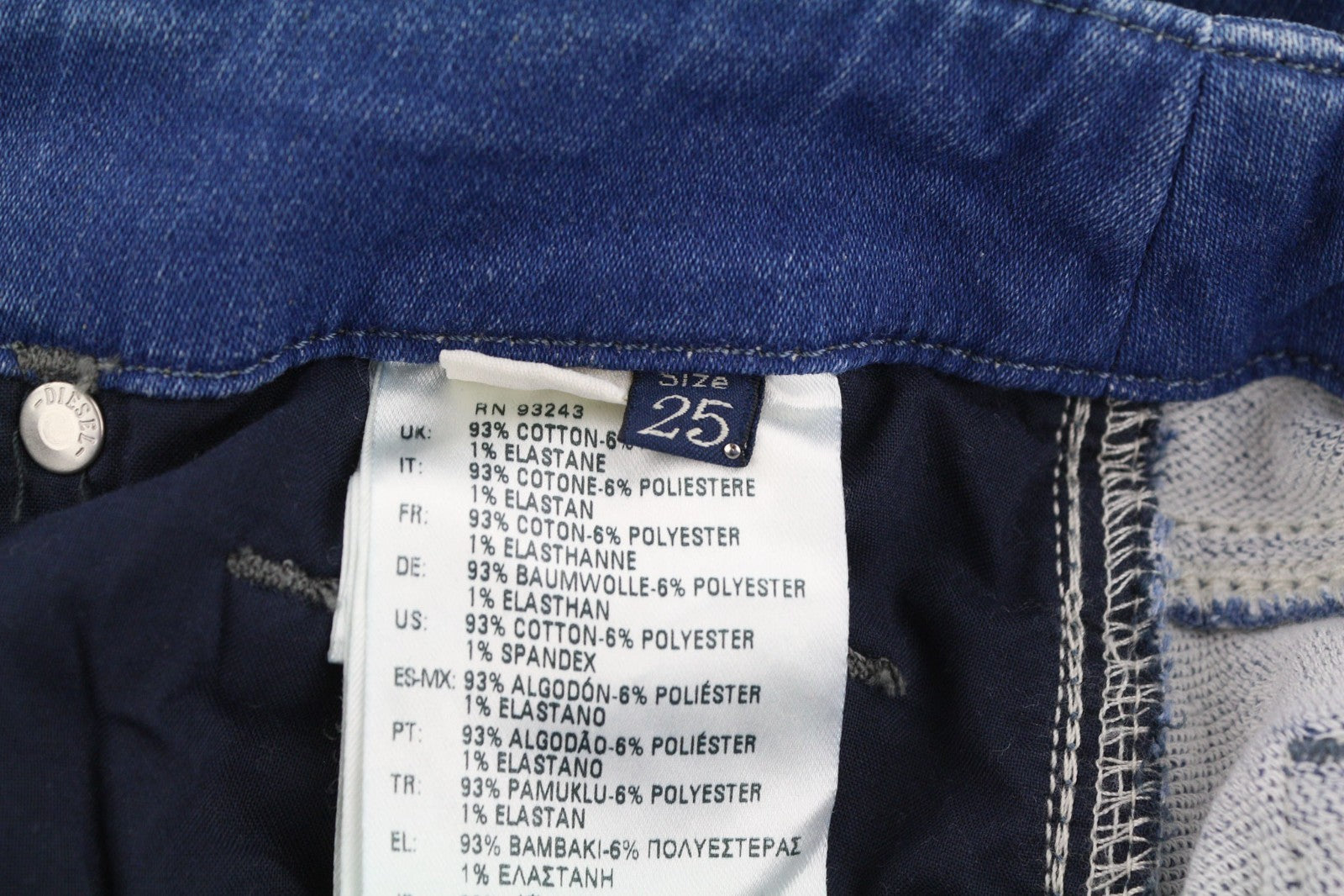 DIESEL Grupee-NE 0837T Women's Jeans W25 Blue Jogg Sweat Super Slim Skinny