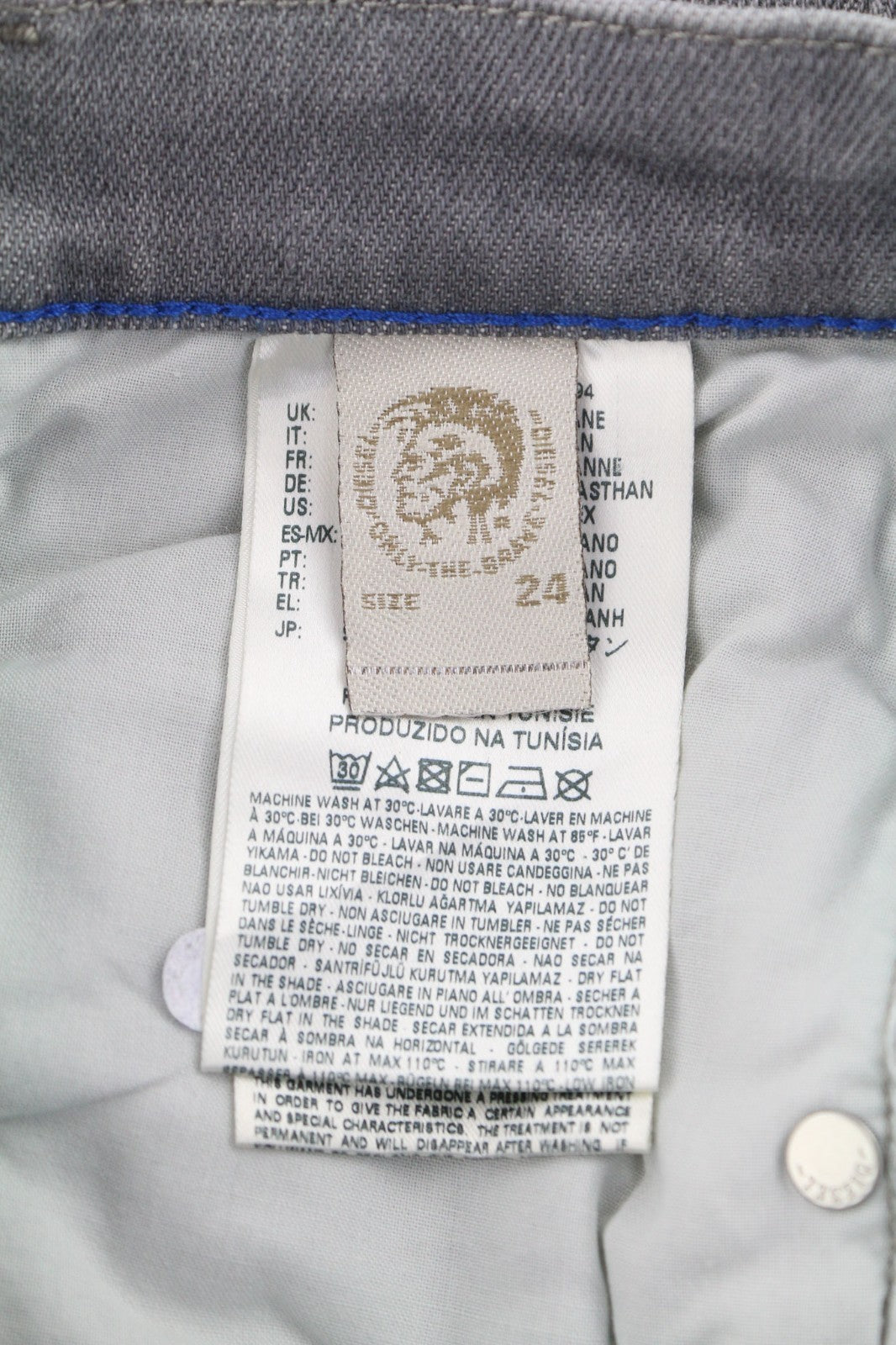 DIESEL Belthy-Ankle 0853H Women's Jeans W24/L32 Grey Slim Straight Distressed