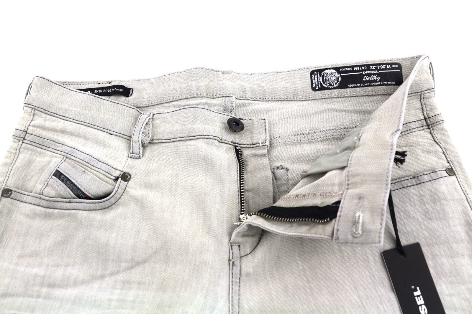 DIESEL D.N.A. Belthy 0676M Women's Jeans W28/L32 Grey Straight Slim RRP180