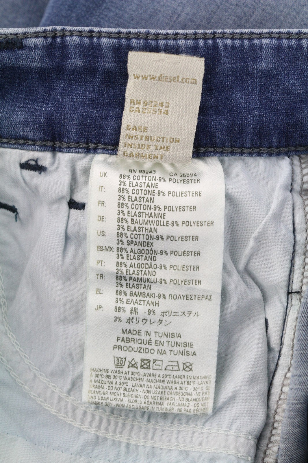 DIESEL Slandy 0681P Women's Jeans W25/L32 Blue Super Slim Skinny Washed Look