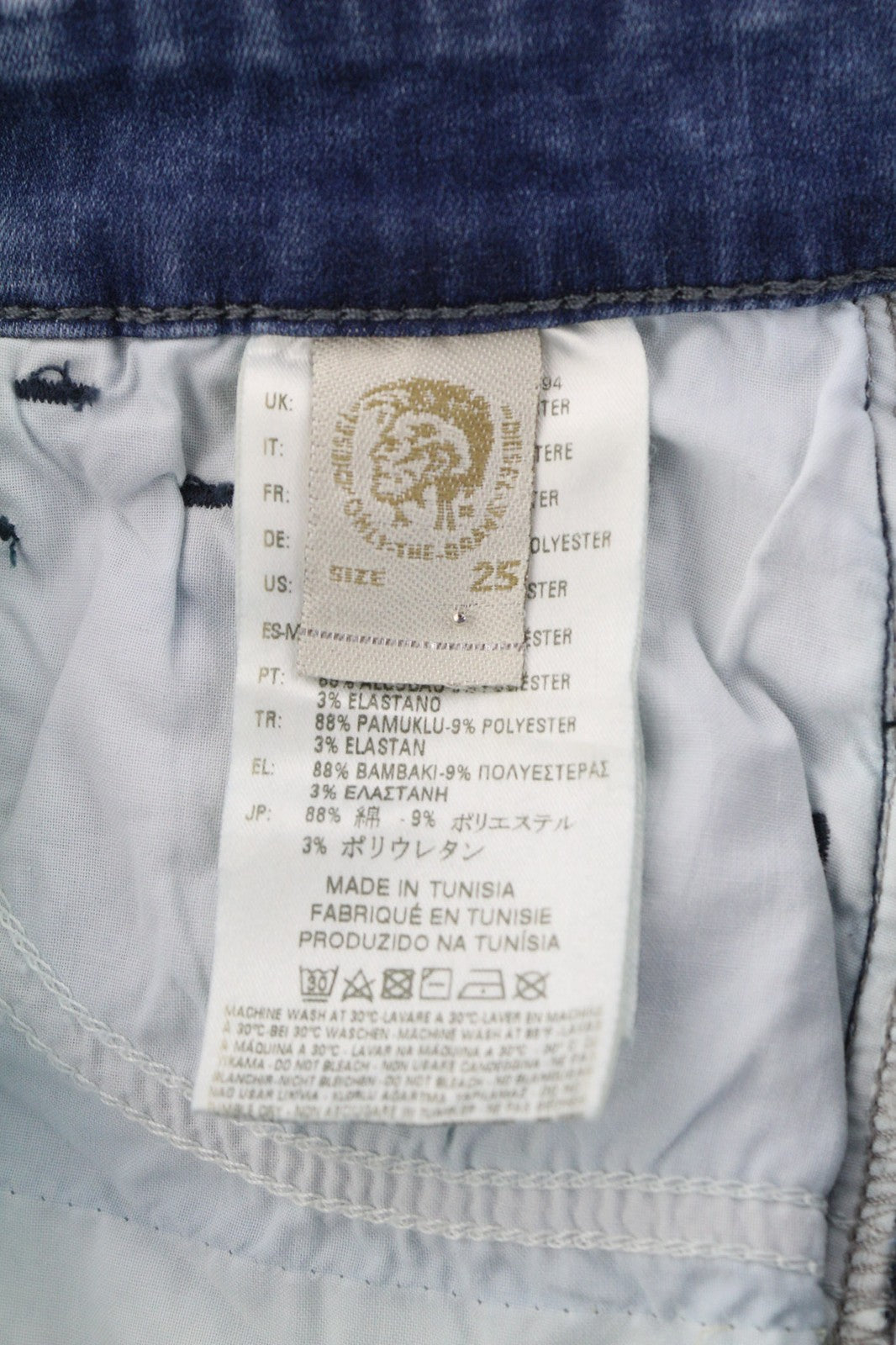 DIESEL Slandy 0681P Women's Jeans W25/L32 Blue Super Slim Skinny Washed Look