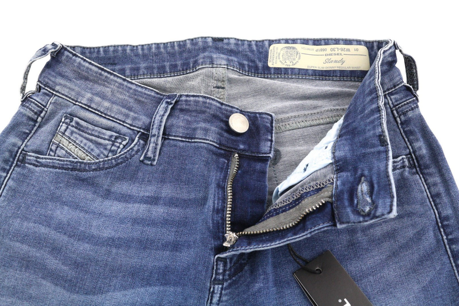 DIESEL Slandy 0681P Women's Jeans W26/L30 Blue Super Slim Skinny Stretch Wash