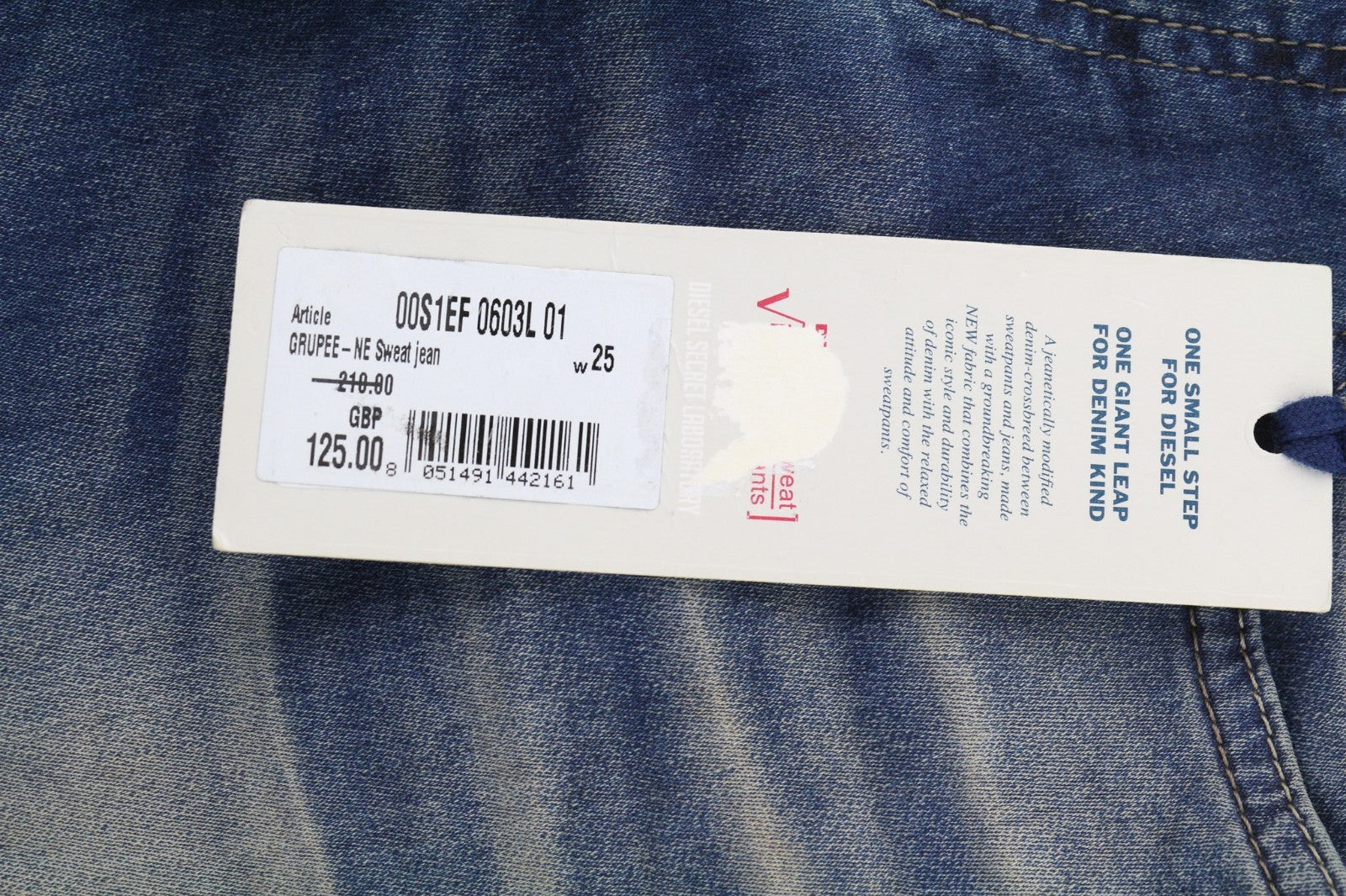 DIESEL Grupee-NE 0603L Women's Jeans W25 Blue Jogg Sweat Super Slim Stretch