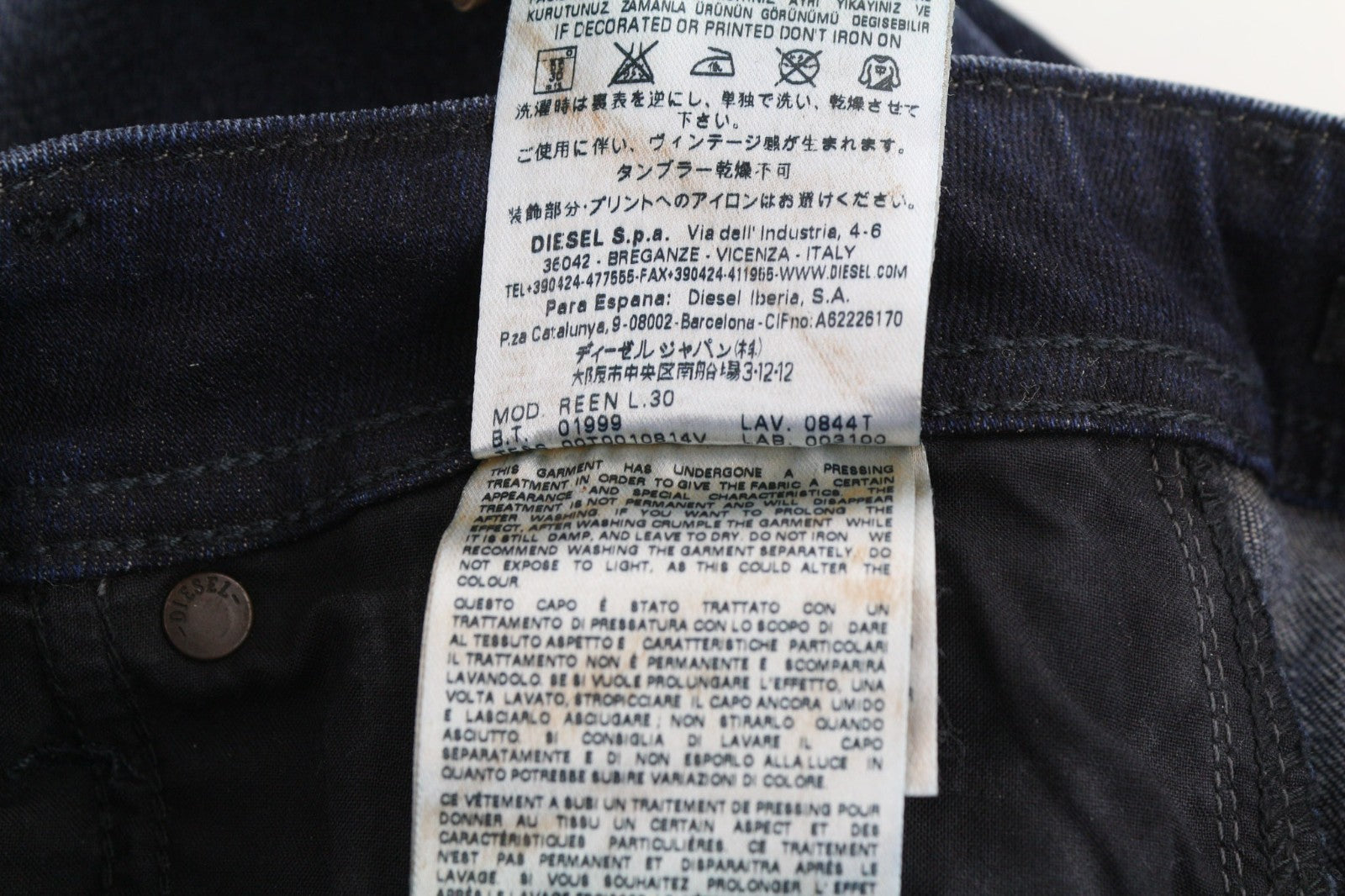 DIESEL D.N.A. Reen 0844T Women's Jeans W24/L30 Dark Blue Regular Straight Fit