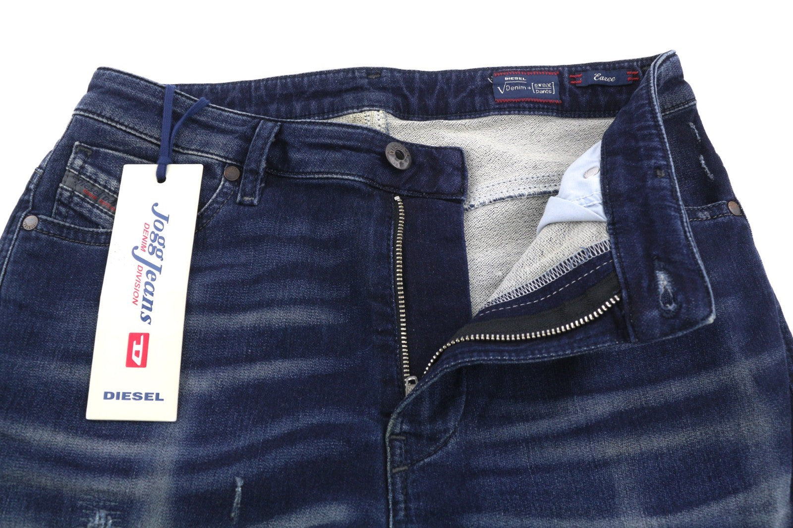 DIESEL Eazee-NE 0662K Women's Jeans W25 Blue Jogg Sweat Boyfriend Crop Style