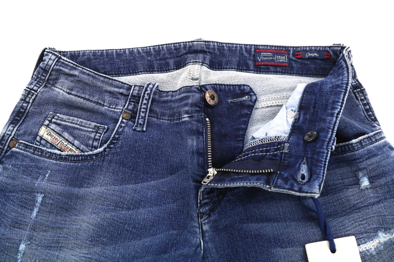 DIESEL Grupee-NE 0662L Women's Jeans W27 Blue Jogg Sweat Super Slim Skinny