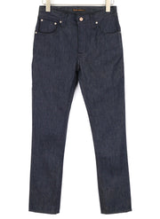 NUDIE JEANS Thin Finn Men's W29/L32 Light Natural Used Zip Fly Dark Blue Denim