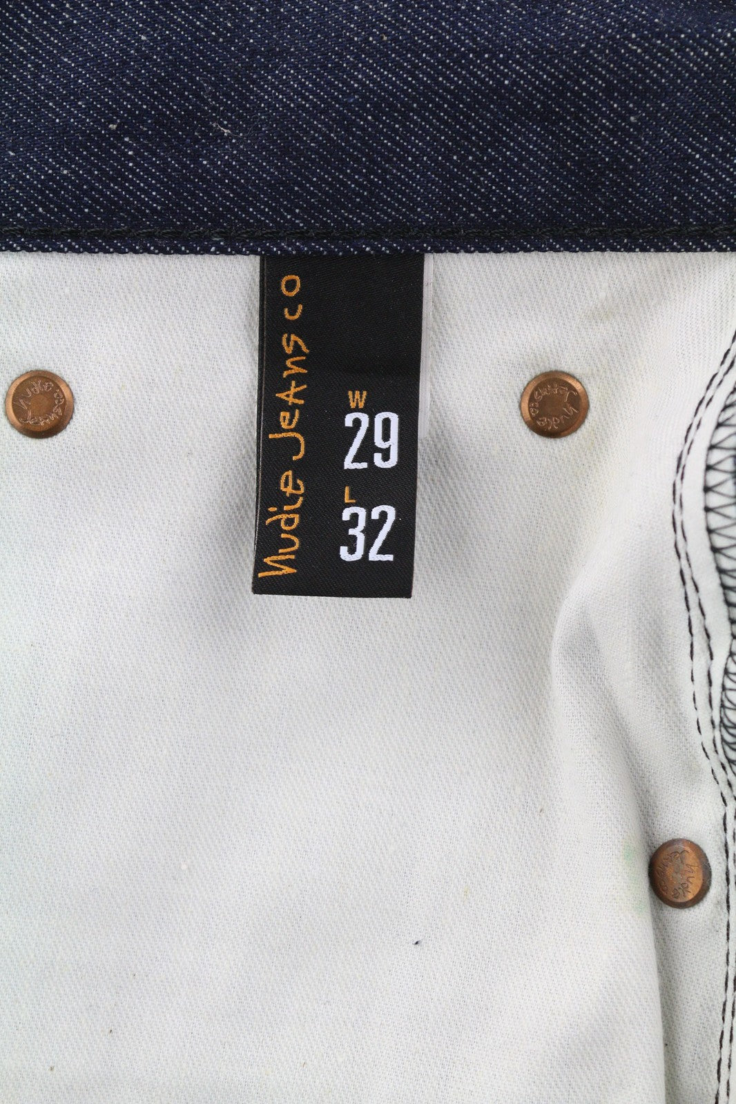 NUDIE JEANS Thin Finn Men's W29/L32 Light Natural Used Zip Fly Dark Blue Denim