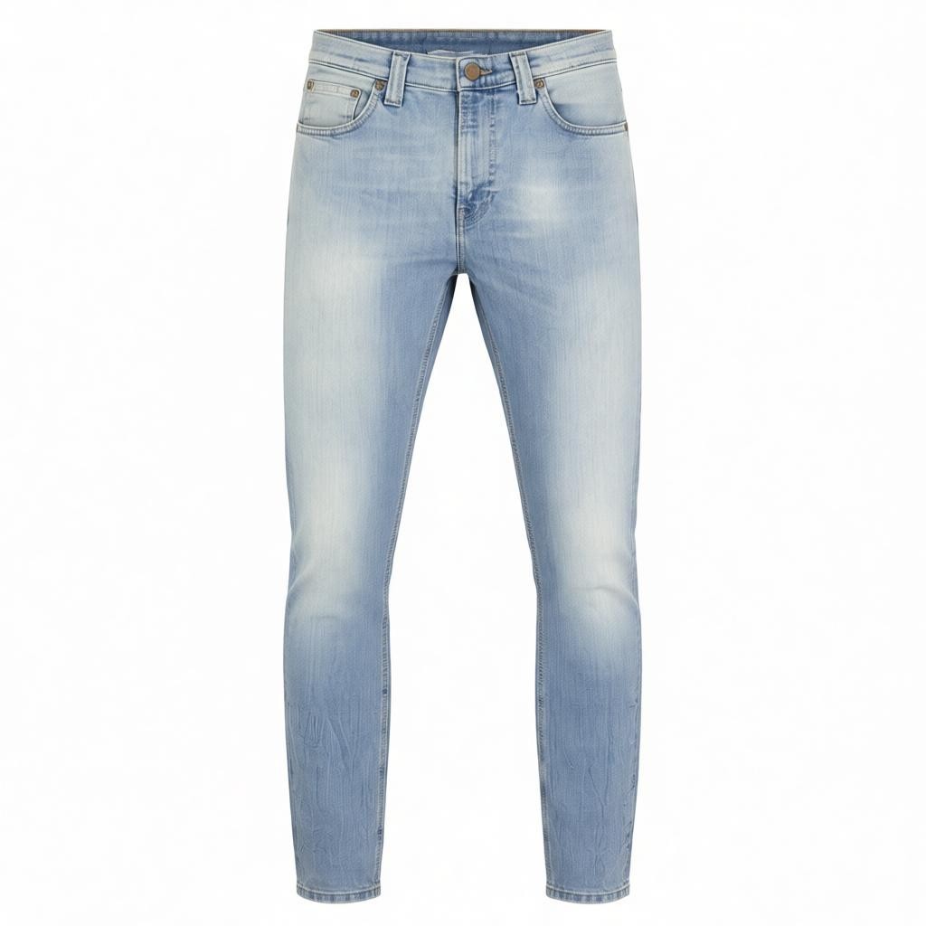 NUDIE JEANS High Kai Men's W29/L34 Light Bleached Indigo Zip Fly Washed Denim