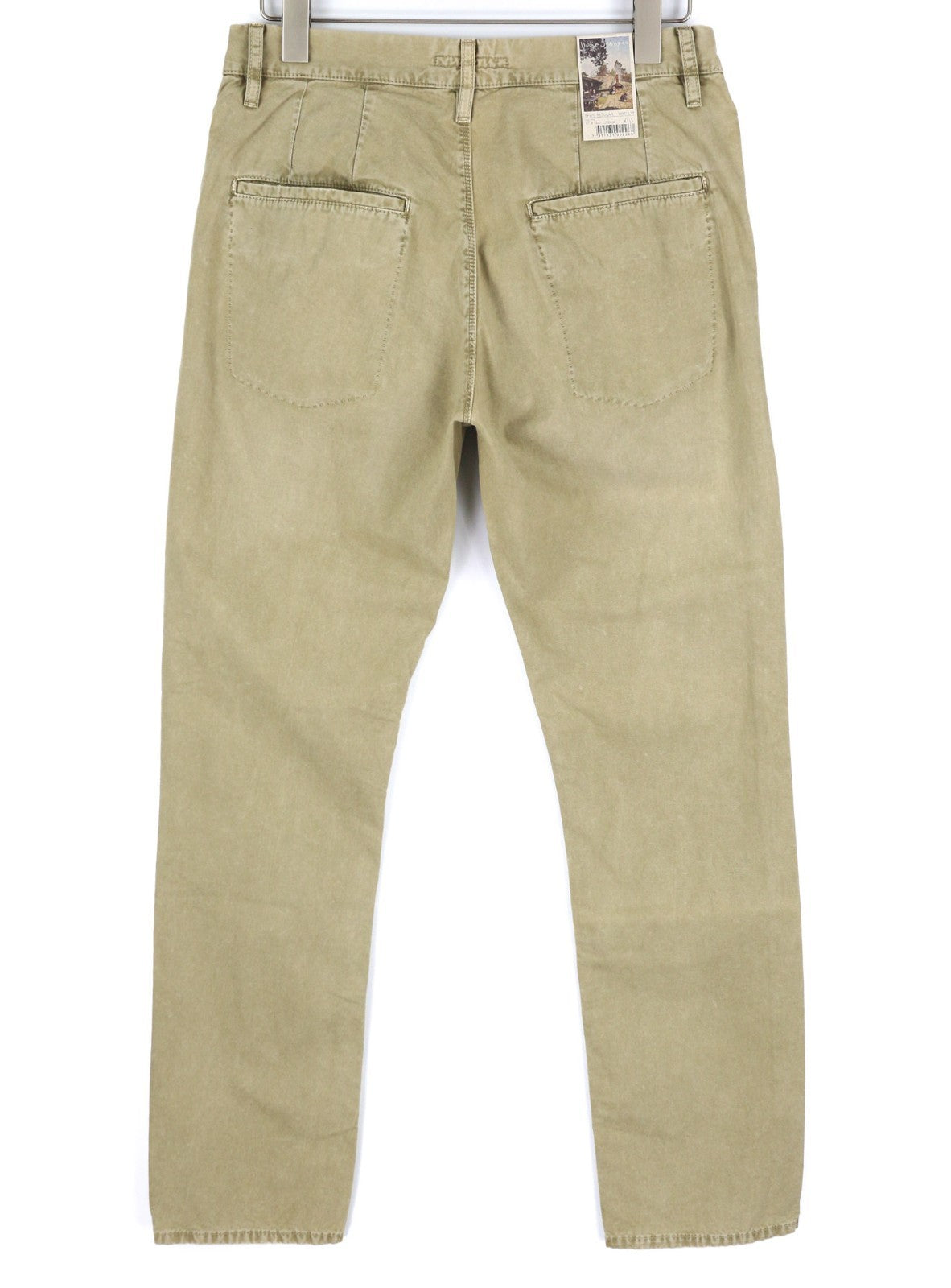 NUDIE JEANS Khaki Regular Men's W30/L32 Mid Beige Chino Buttoned Logo Pockets