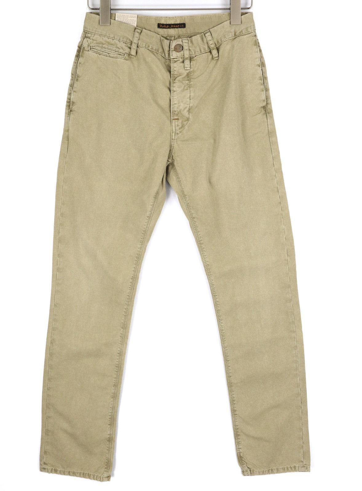 NUDIE JEANS Khaki Regular Men's W28/L32 Mid Beige Logo Chino Buttoned Pockets