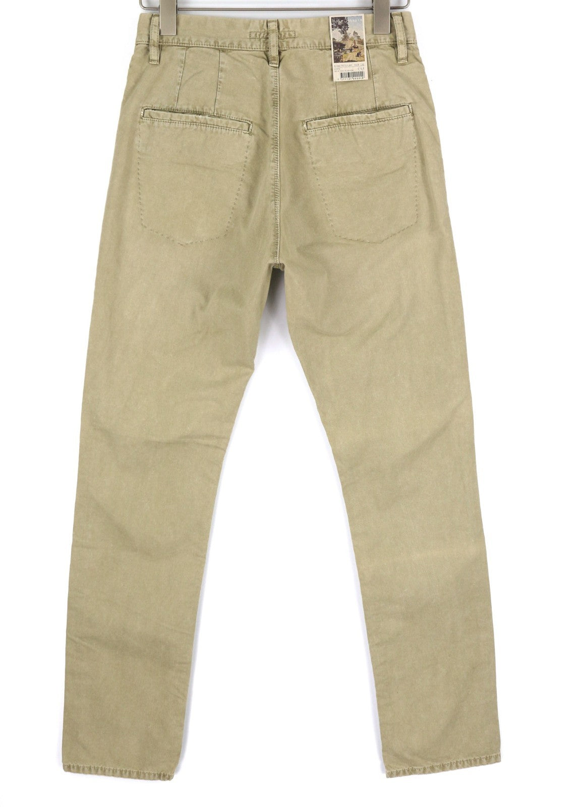 NUDIE JEANS Khaki Regular Men's W28/L32 Mid Beige Logo Chino Buttoned Pockets