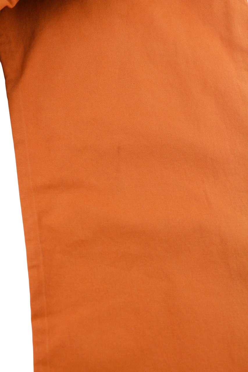 NUDIE JEANS Khaki Slim Men's W33/L32 Warm Orange Organic Chino Zip Fly Logo