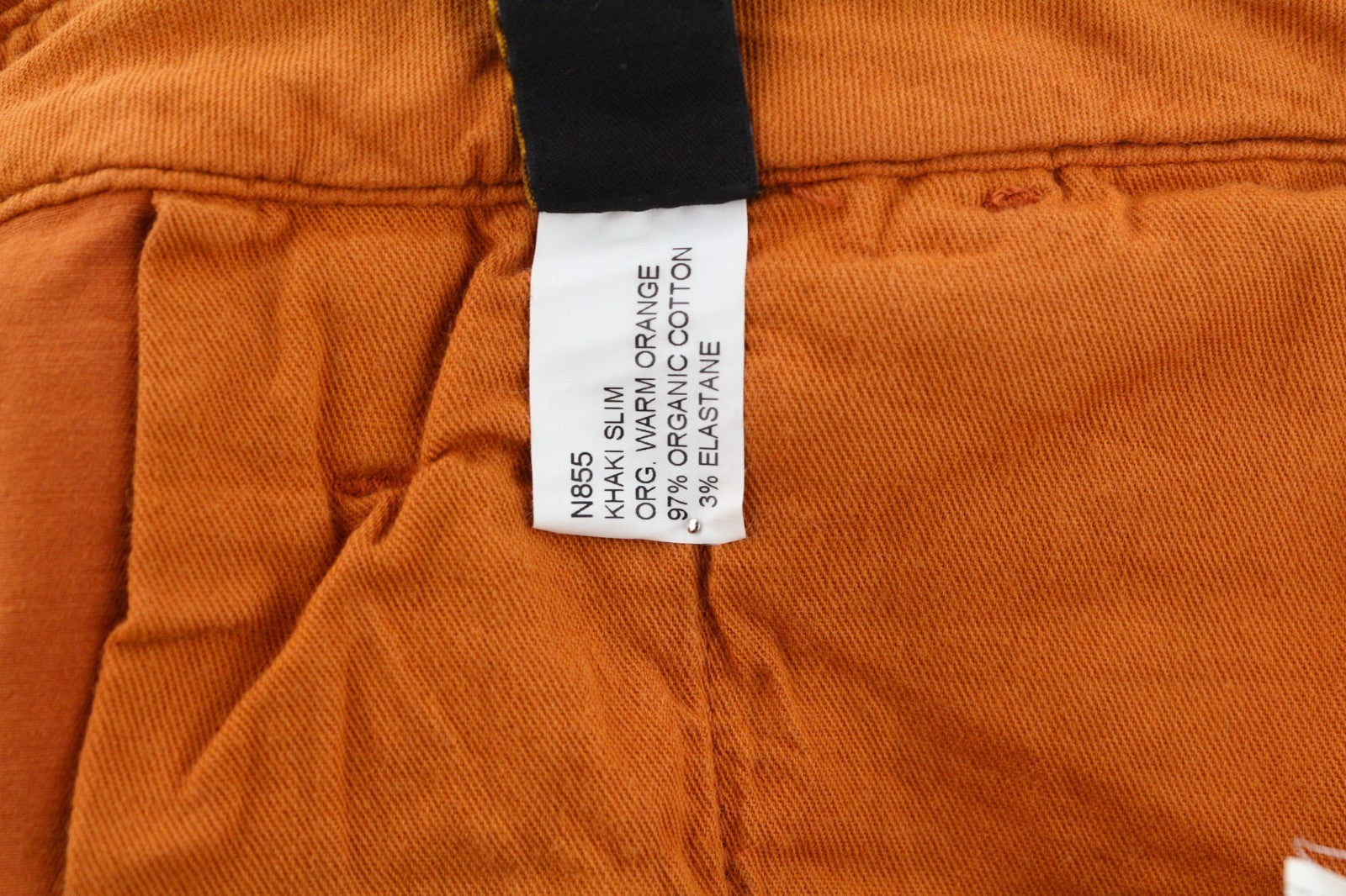 NUDIE JEANS Khaki Slim Men's W33/L32 Warm Orange Organic Chino Zip Fly Logo