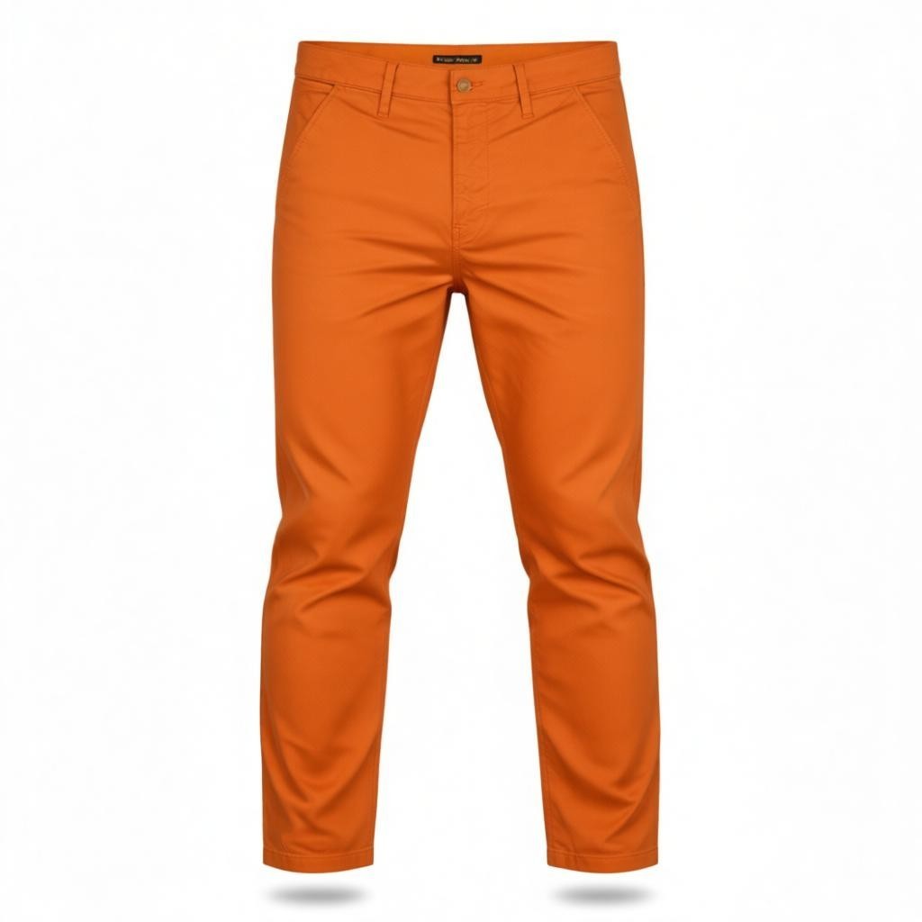NUDIE JEANS Khaki Slim Men's W31/L32 Organic Warm Orange Chino Zip Fly Logo