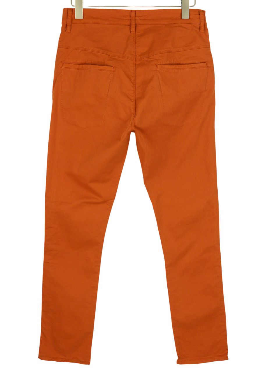 NUDIE JEANS Khaki Slim Men's W31/L32 Organic Warm Orange Chino Zip Fly Logo