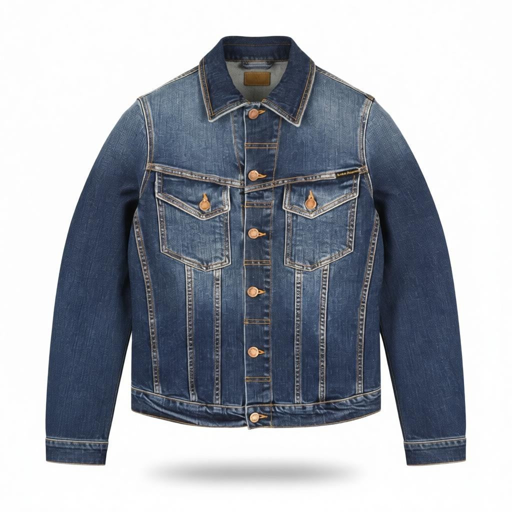 NUDIE JEANS Perry Men's Jacket XS Excellent Organic Blue Washed Denim