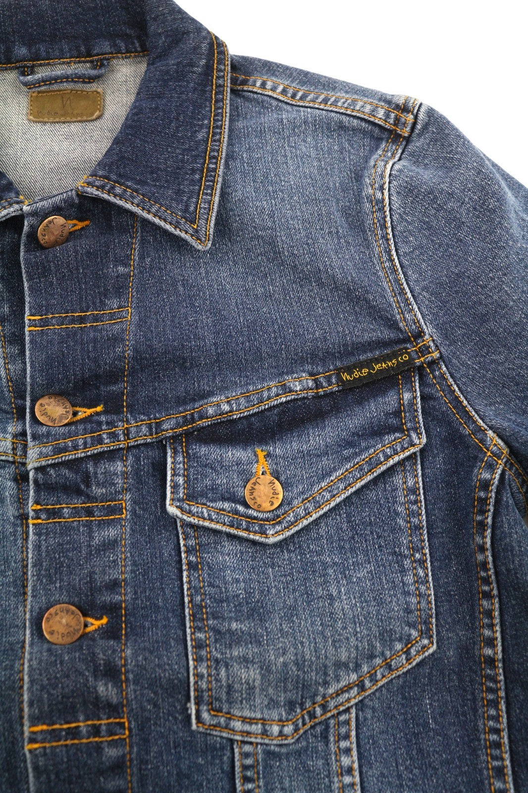 NUDIE JEANS Perry Men's Jacket XS Organic Excellent Blue Washed Denim Button