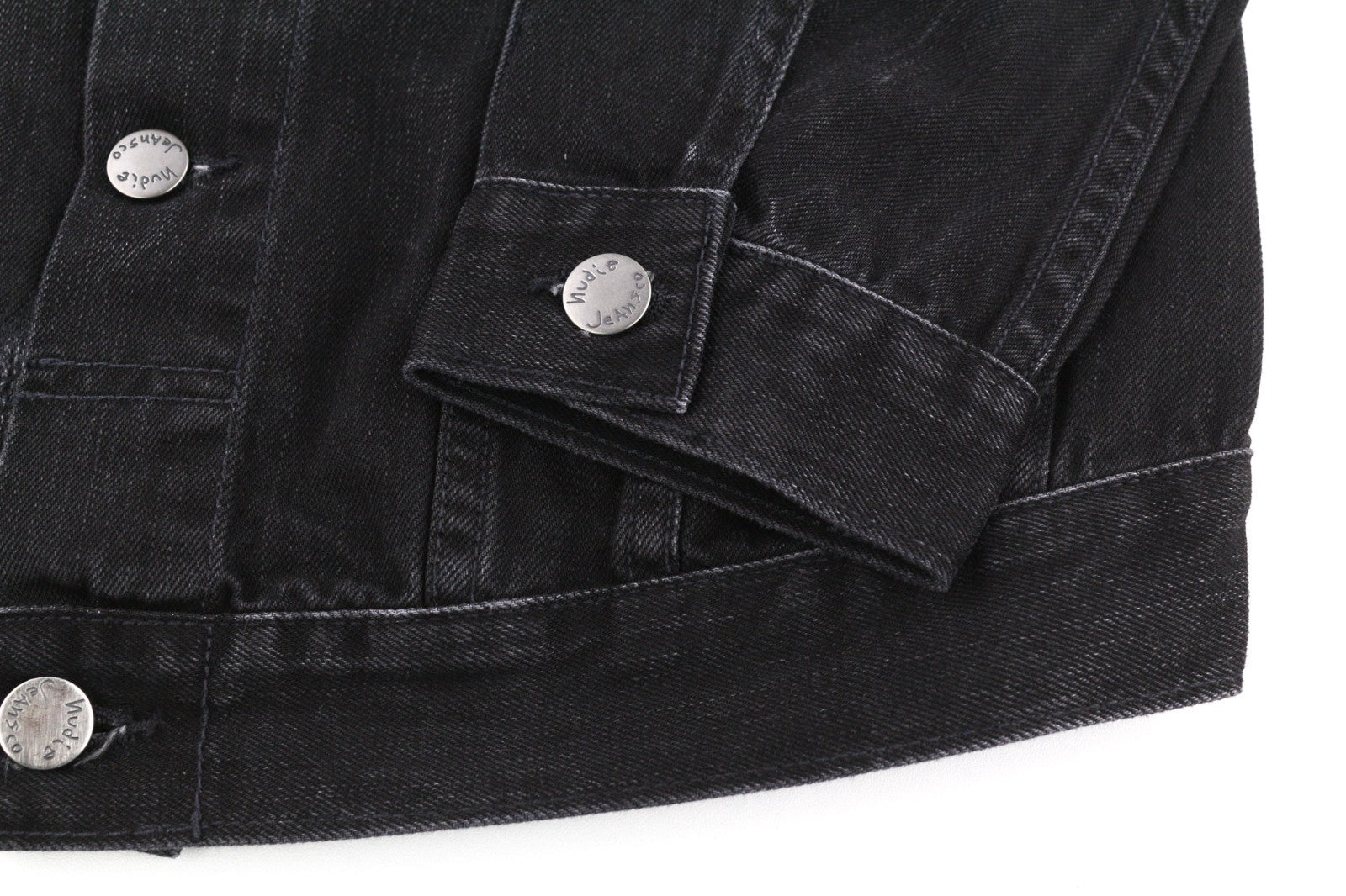 NUDIE JEANS Billy Men's Jacket S Black Lotus Organic Polo Button Washed Denim
